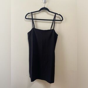 Black adjustable strap mini dress